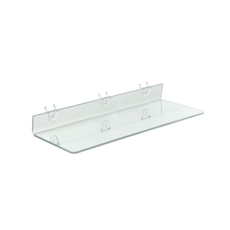Azar Displays 20"W x 6"D Clear Acrylic Shelf for Pegboard and Slatwall, PK4 556012